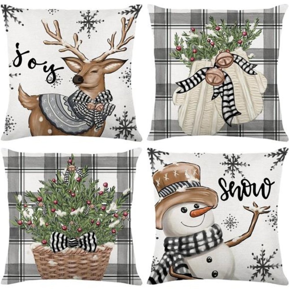 4 Pcs Christmas Throw Pillows Cover  Pillow for Christmas Decorations | 18x18"